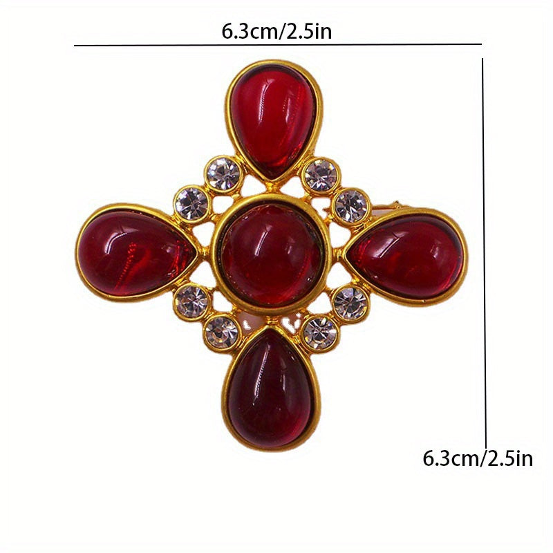 Vintage Floral Brooch Pin with Rhinestones and Personalized Design