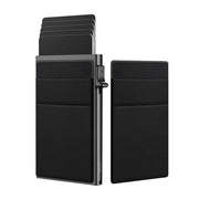 Men's RFID-Blocking Credit Card Holder with Coin Slot Aluminum Alloy Solid Black