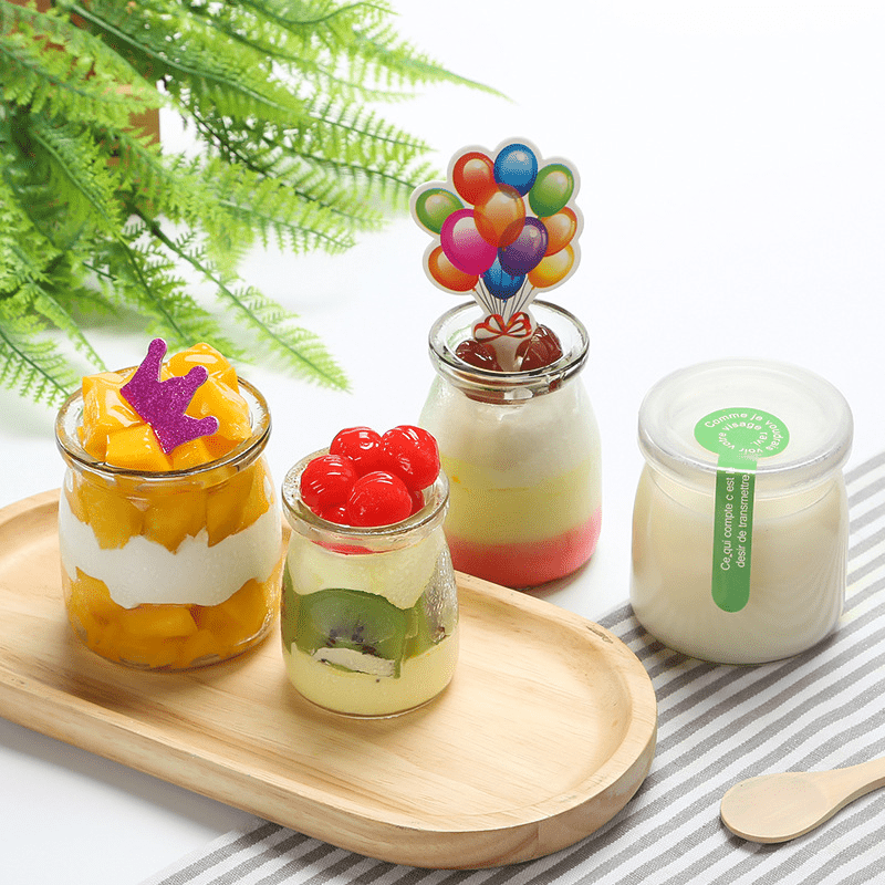 Pack of 24 Clear Glass Yogurt Jars with Lids for Pudding Jam Honey and Baking