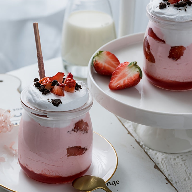 Pack of 24 Clear Glass Yogurt Jars with Lids for Pudding Jam Honey and Baking