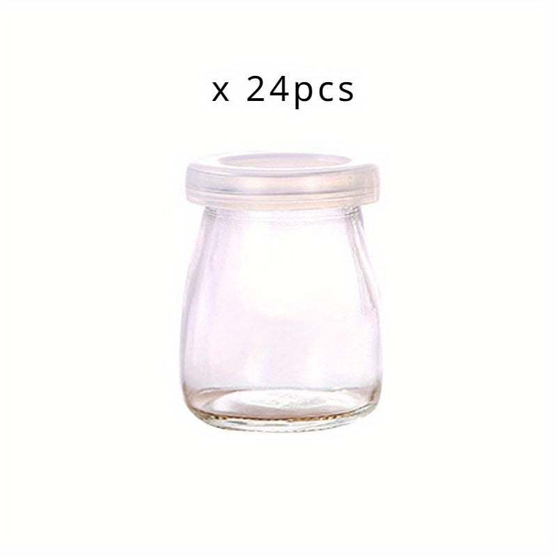 Pack of 24 Clear Glass Yogurt Jars with Lids for Pudding Jam Honey and Baking