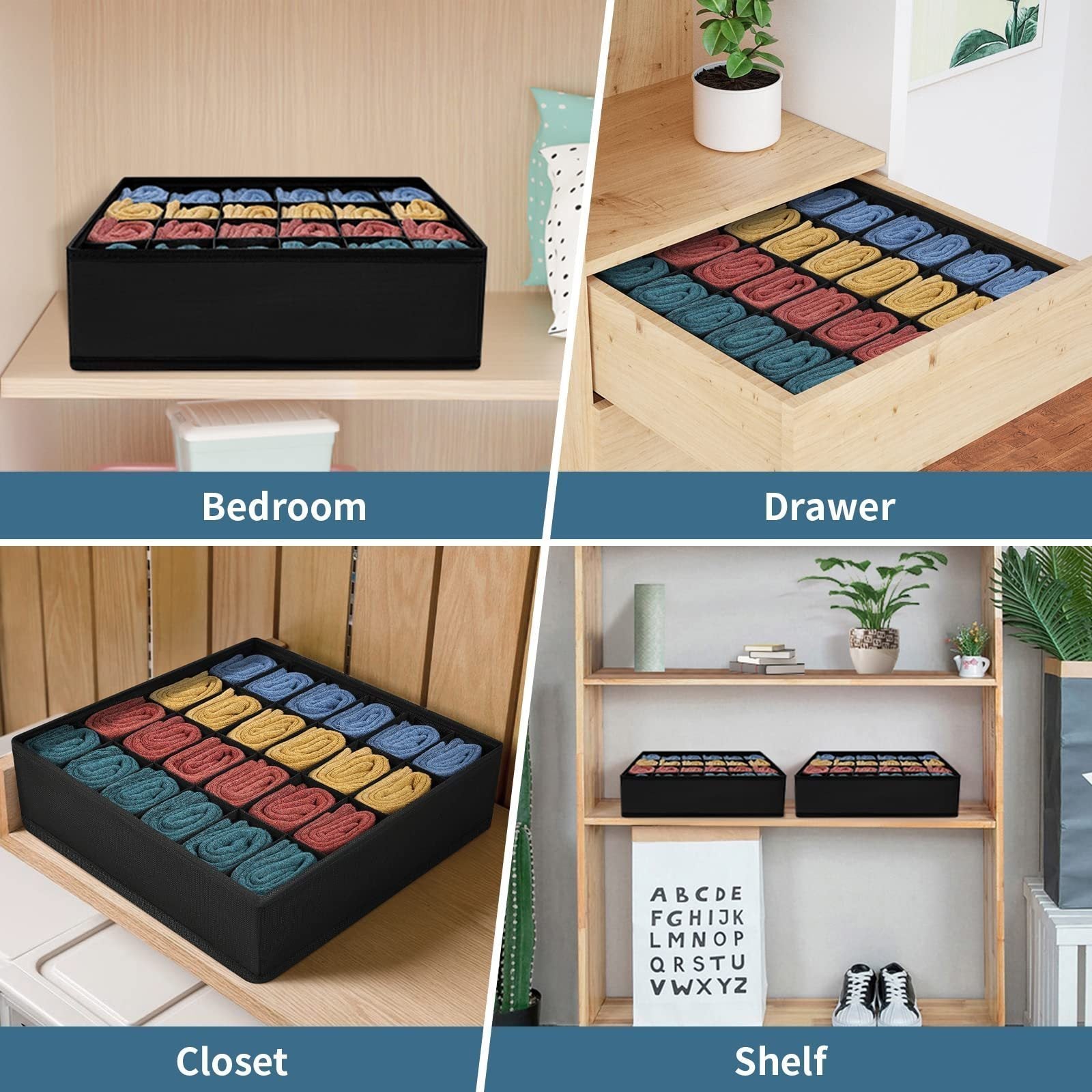 Clothes Organizer for Socks Underwear Ties and Ornaments Polyamide Solid Color Storage Box