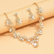 3-Piece Jewelry Set Rhinestone Necklace and Earrings for Parties and Festivals