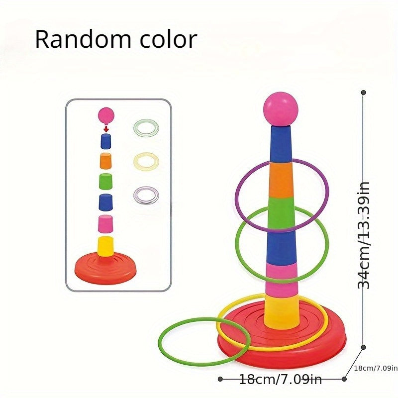 Colorful Ring Toss Game Set for Kids and Adults PVC Red