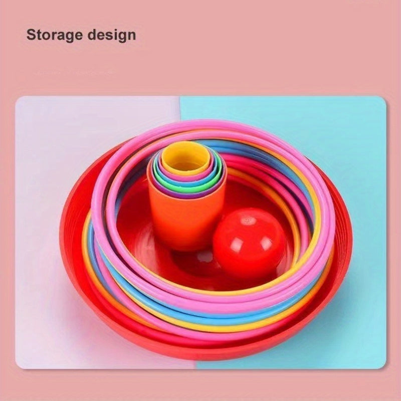 Colorful Ring Toss Game Set for Kids and Adults PVC Red