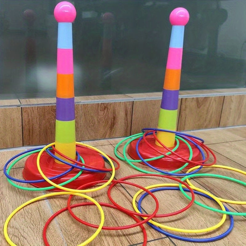 Colorful Ring Toss Game Set for Kids and Adults PVC Red