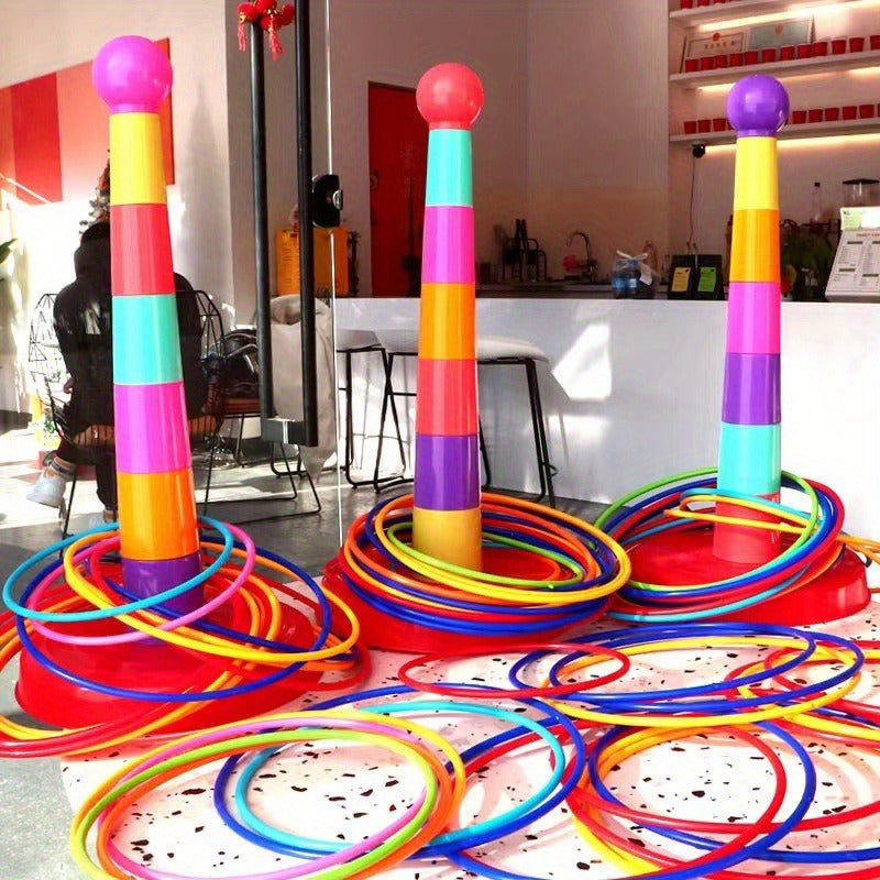 Colorful Ring Toss Game Set for Kids and Adults PVC Red