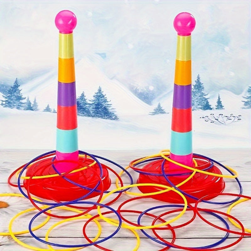 Colorful Ring Toss Game Set for Kids and Adults PVC Red