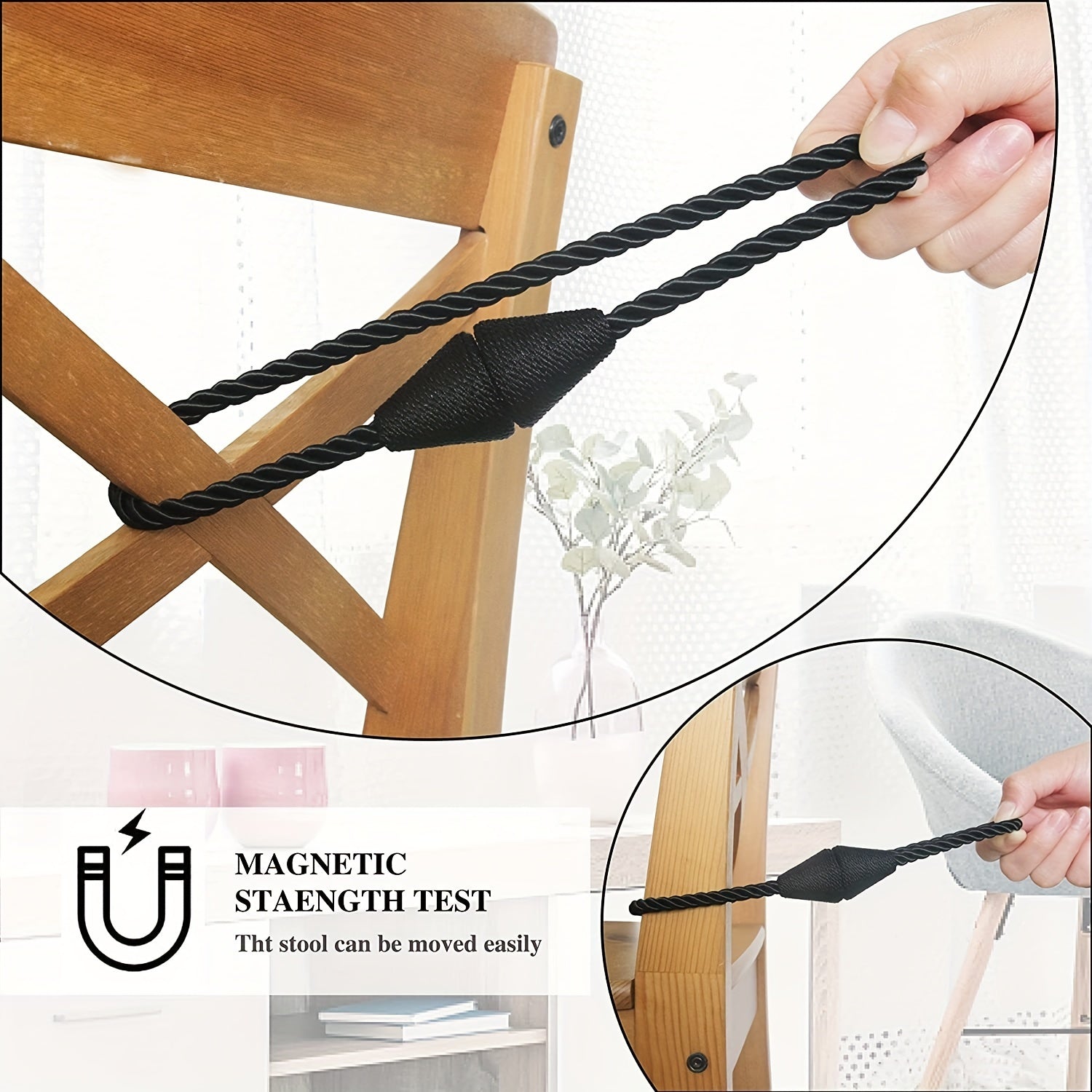 Magnetic Curtain Tiebacks Set Handwoven Holdbacks for Bedroom and Living Room Decor