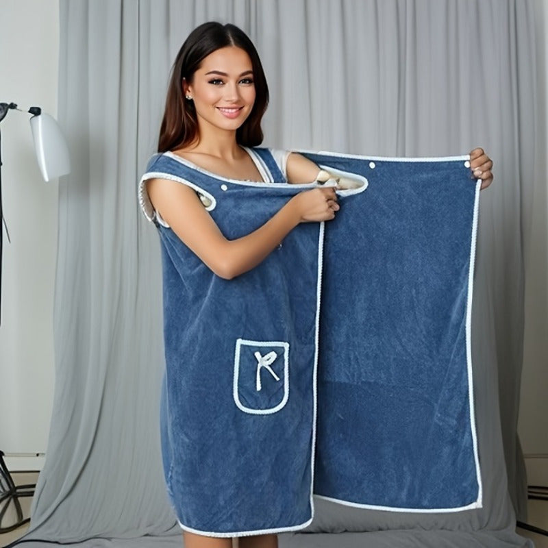 Мягкий, водопоглощающий, утолщённый халат для взрослых, носимый как банное полотенце.