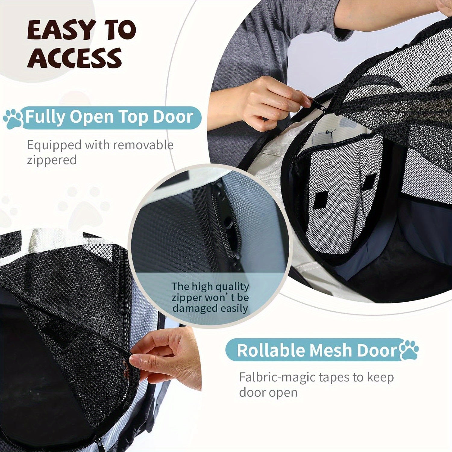 Jaula portátil para mascotas para gatos y perros pequeños hecha de tela Oxford duradera con ventanas de malla uso en interiores y exteriores