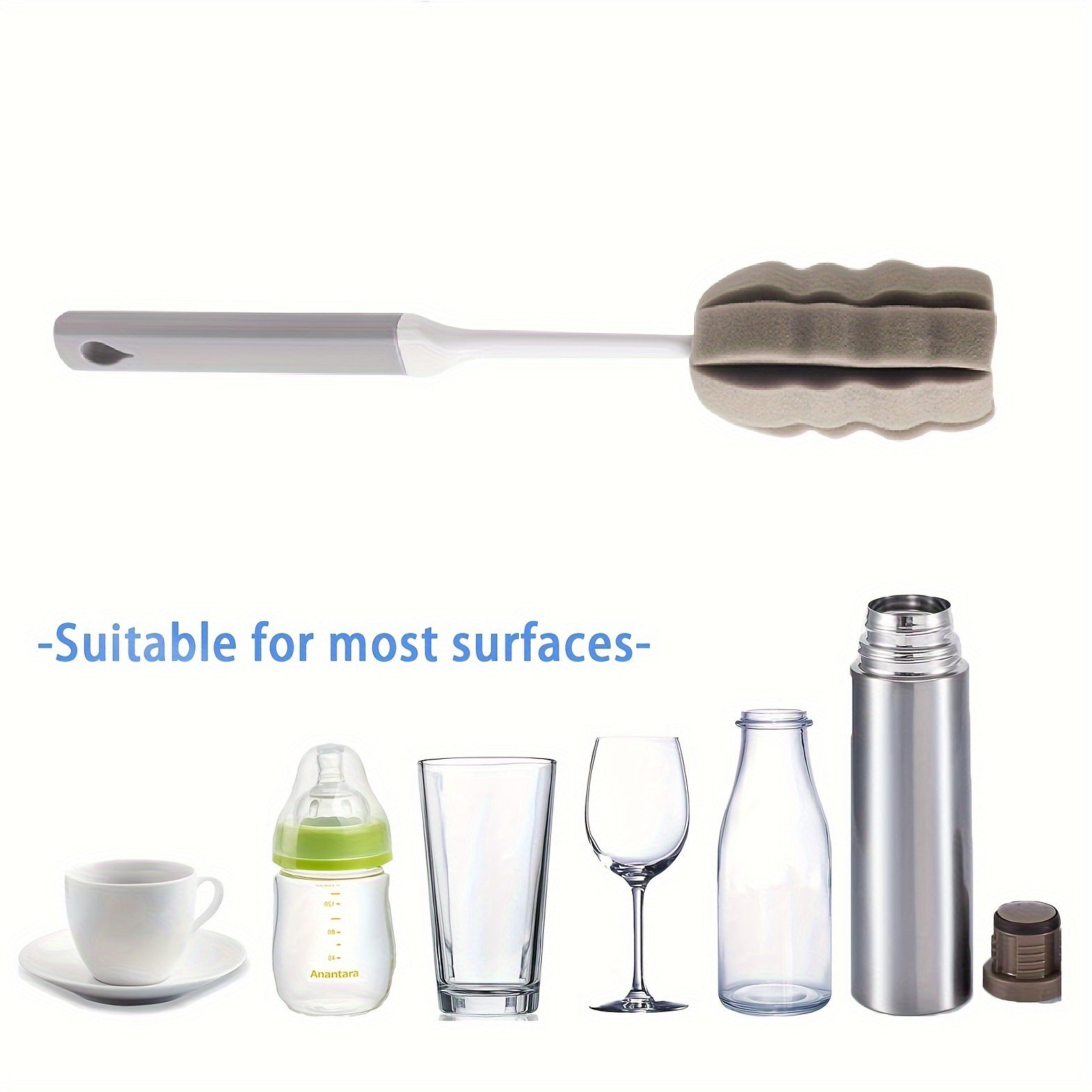 Длинная ручка для чистки чашек, щетка из полиифина, прочная, эргономичная, для кухни, чайника, кружки