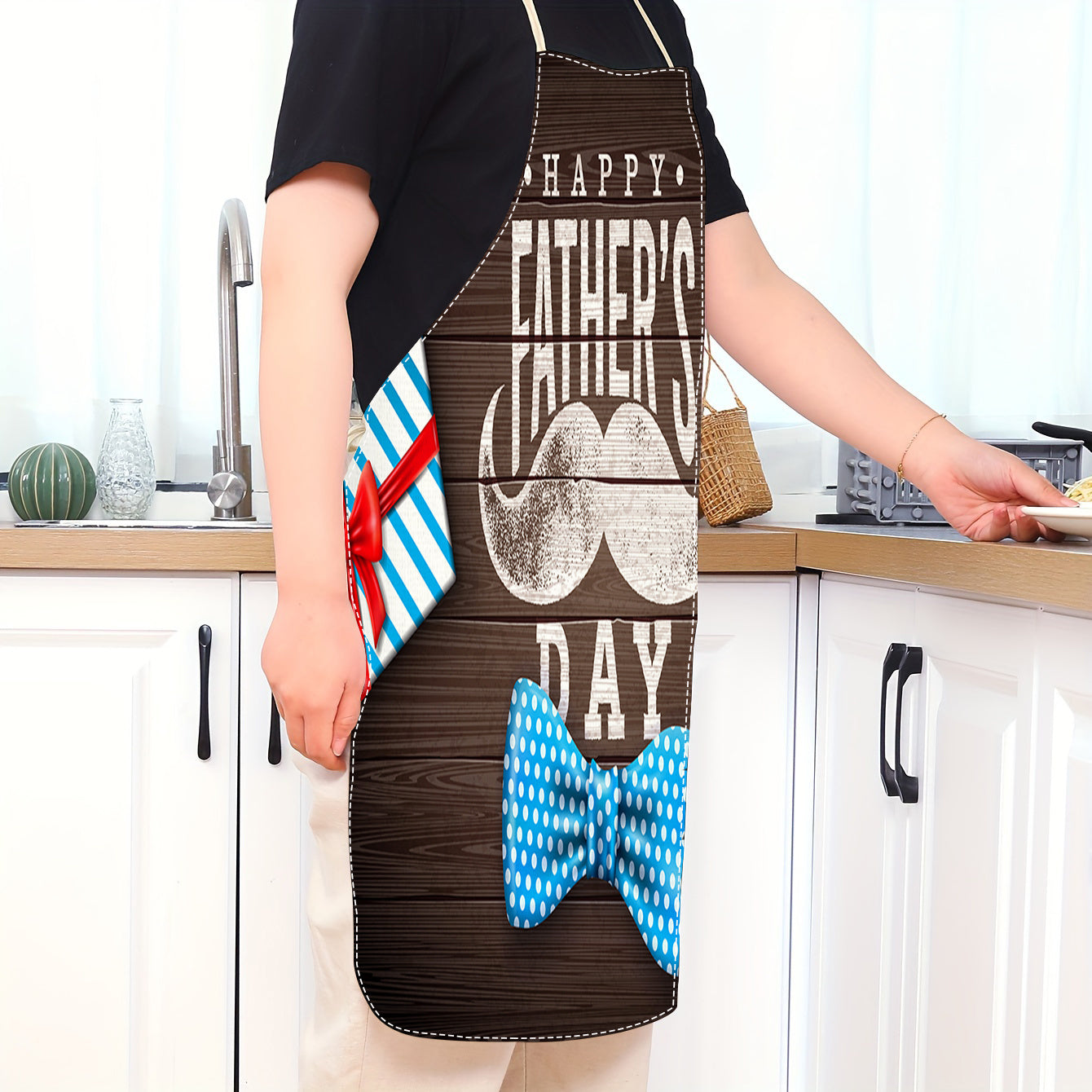 Father's Day Linen Apron Durable Oil-Resistant Comfortable Fit Cooking Gift