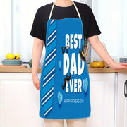 Father's Day Chef Apron Durable Oil-Resistant Linen with Tie and Glasses Print
