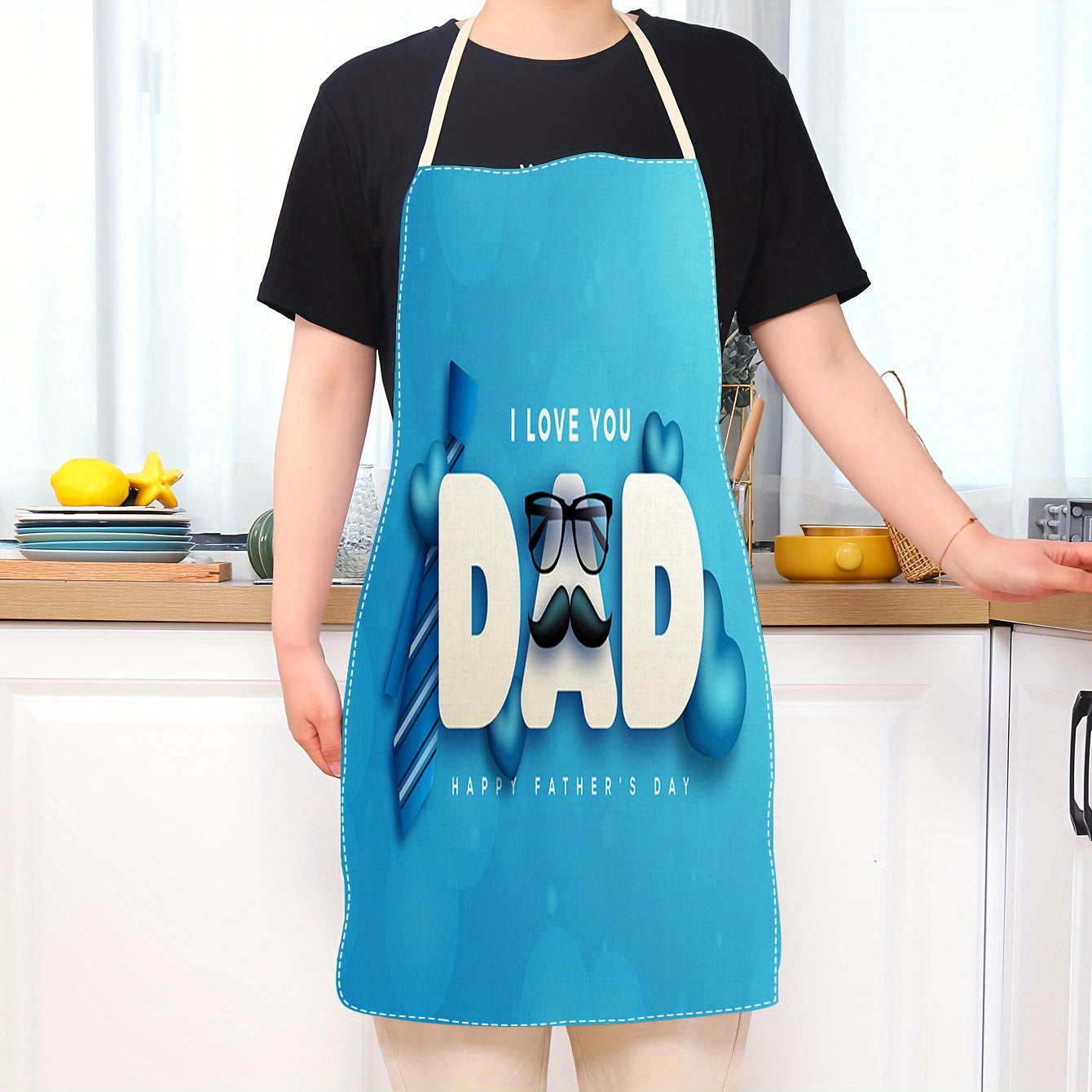 Father's Day Apron Dad I Love You Funny Heartwarming Linen Oil-Resistant Chef's Apron