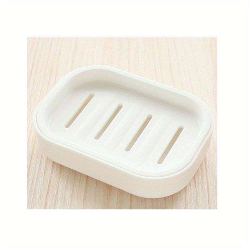 Jabonera de plástico de doble capa con tapa para baño y viaje, con diseño de drenaje