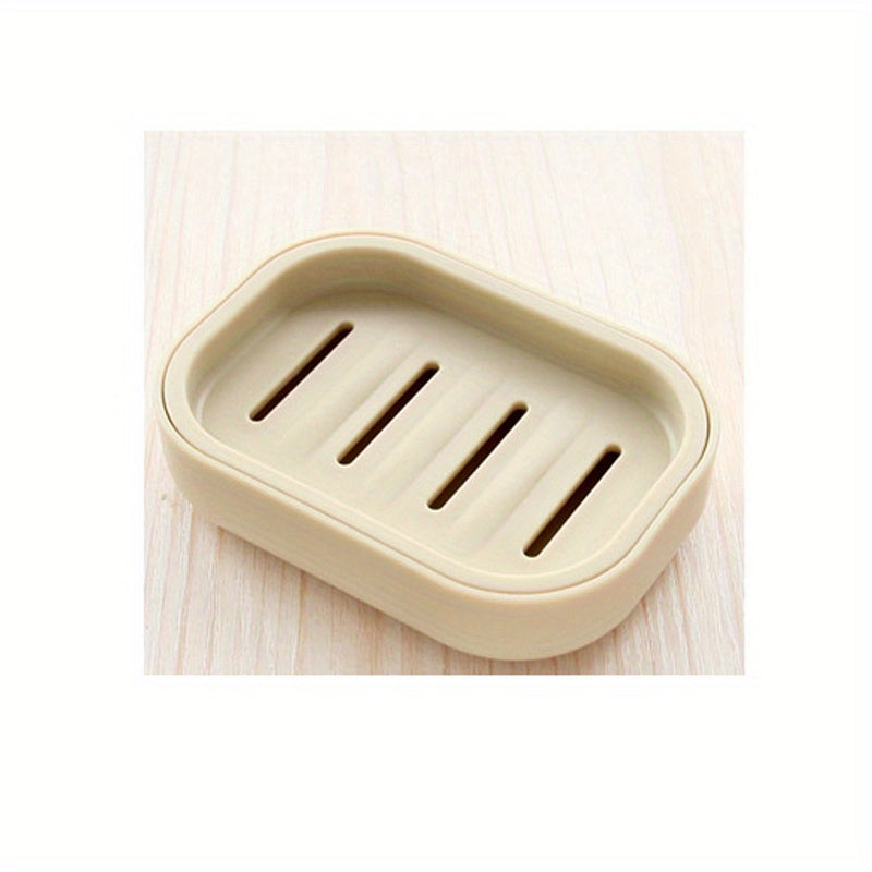 Jabonera de plástico de doble capa con tapa para baño y viaje, con diseño de drenaje