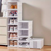 Foldable Plastic Shoe Rack with 6 Shelves Dustproof Stackable and Easy to Install