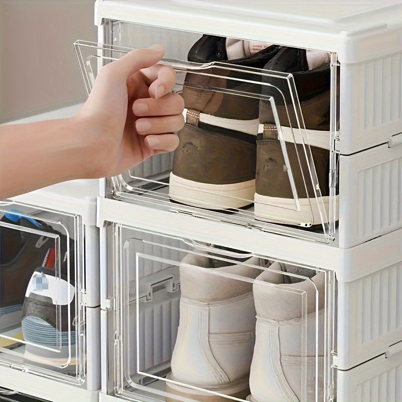 Foldable Plastic Shoe Rack with 6 Shelves Dustproof Stackable and Easy to Install