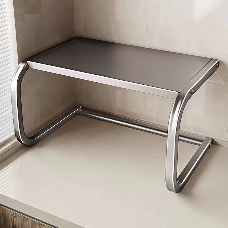 Estante moderno para microondas de acero negro con estante de almacenamiento duradero para encimera