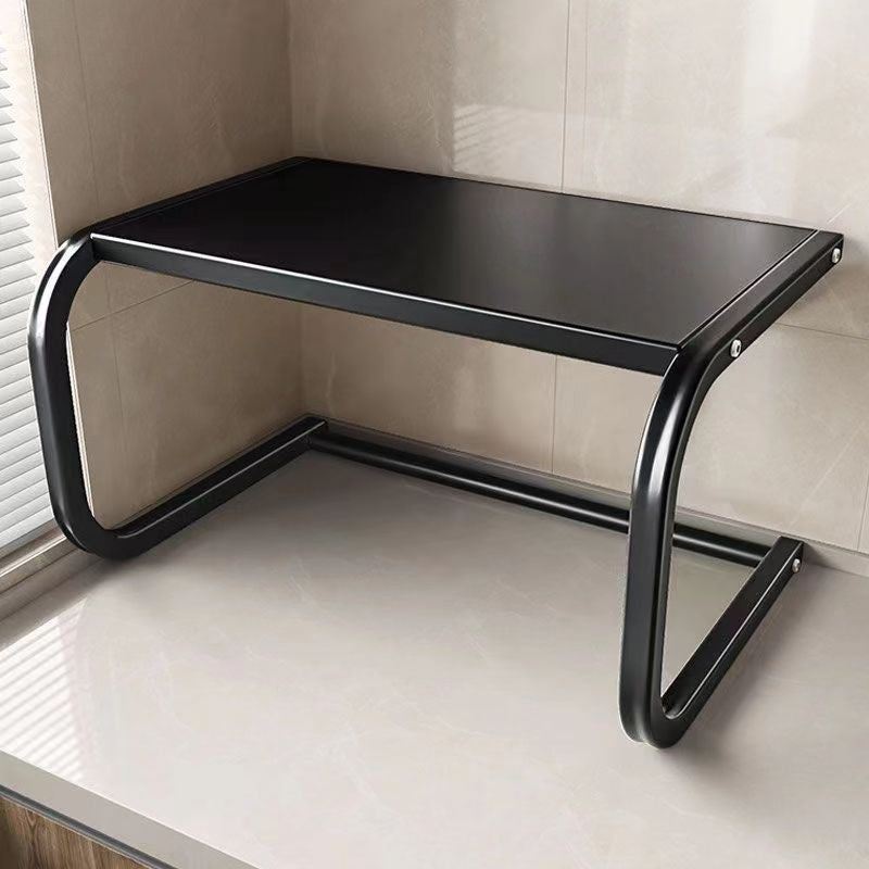 Estante moderno para microondas de acero negro con estante de almacenamiento duradero para encimera