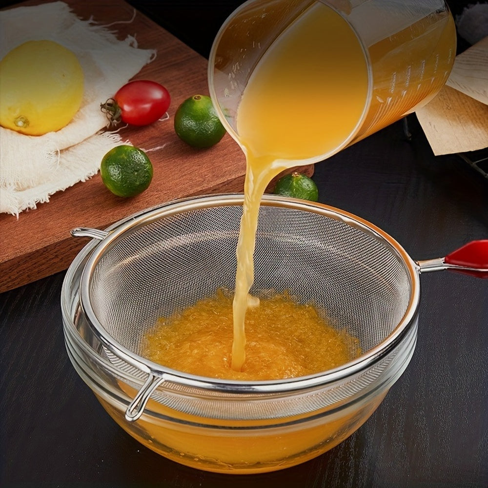 Tamiz de harina de acero inoxidable para hornear, colador de malla fácil de limpiar en la cocina