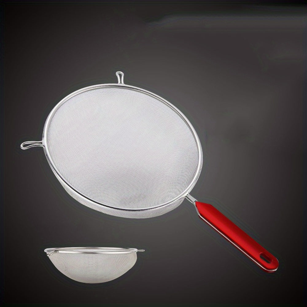 Tamiz de harina de acero inoxidable para hornear, colador de malla fácil de limpiar en la cocina