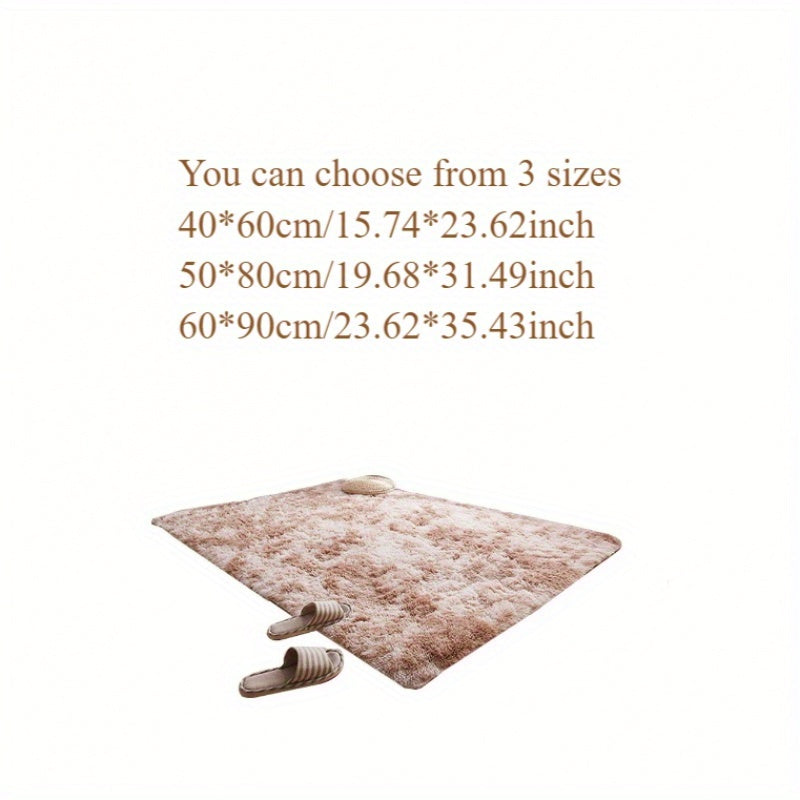 Shaggy Plush Carpet Rug Long-Haired Tie-Dyed Solid Color Faux Fur Non-Slip Backing
