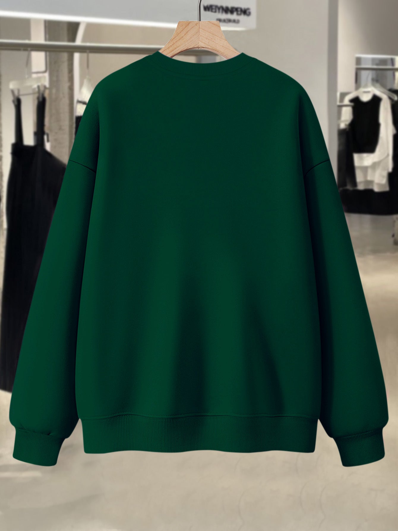 Plus Size Women's Solid Long Sleeve Crew Neck Sweatshirt Casual Fall Spring