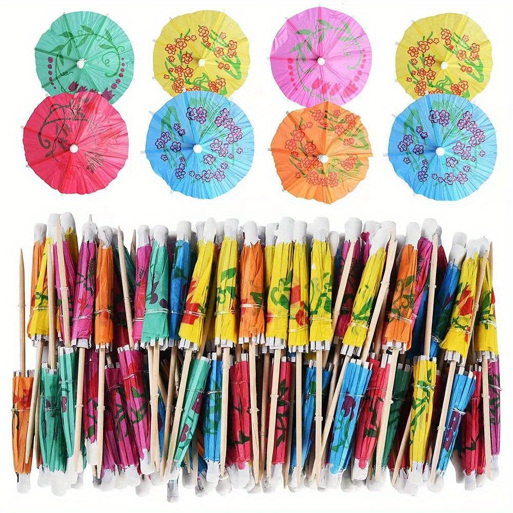 Vibrant Bamboo Cocktail Picks for Hawaiian Parties Weddings and Birthdays Set of 50
