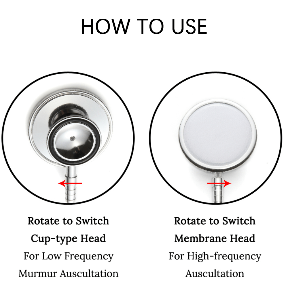 Portable Dual Head Stethoscope for Medical Professionals Aluminum Alloy Cardiology Equipment for Nurses and Learners