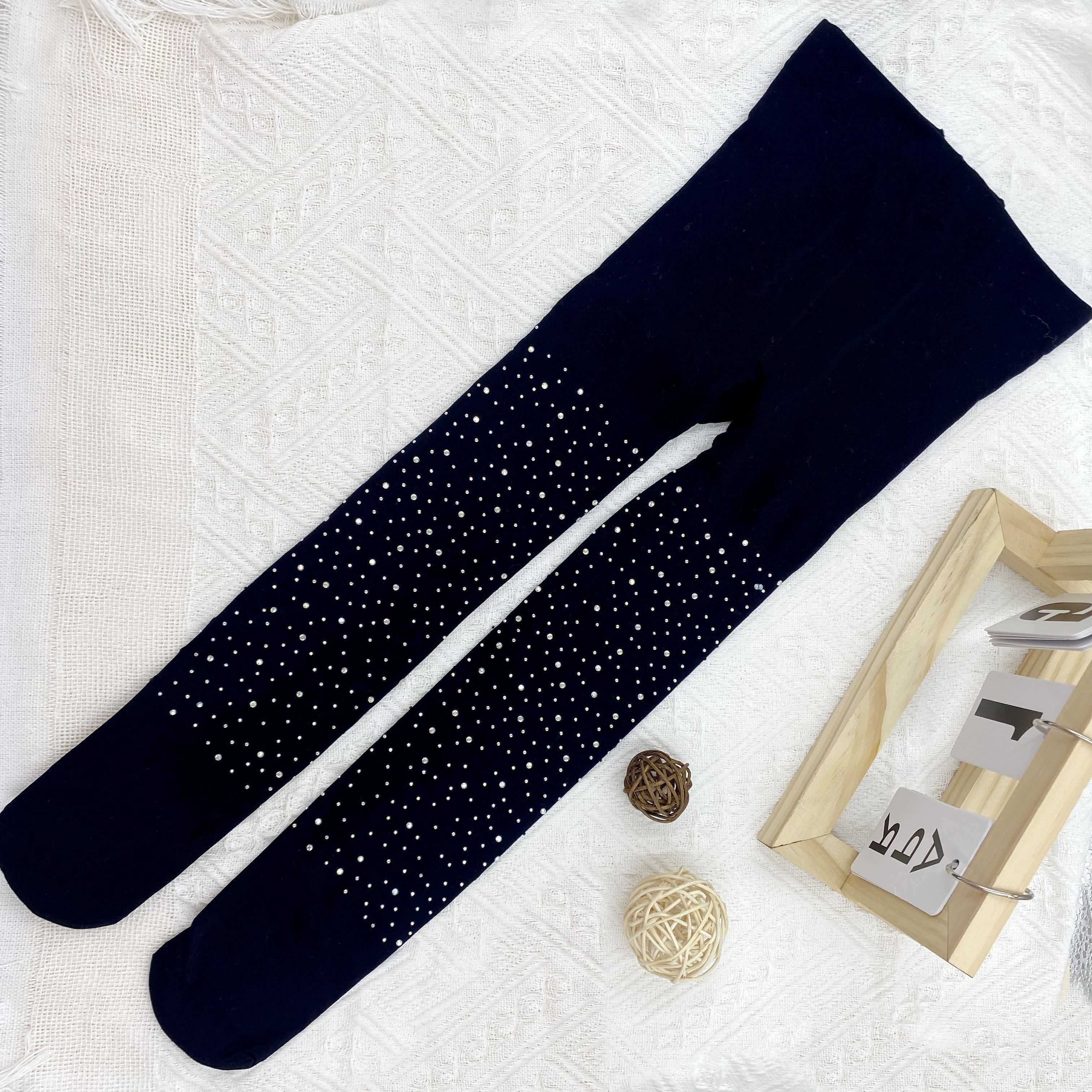 Girls Diamond Decorated Tights for Dancing Spring Summer Knit Polyamide Spandex