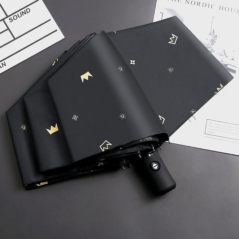 Casual Automatic Folding Umbrella Waterproof UV Protection Sun and Rain with Iron Handle