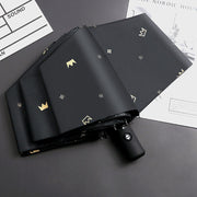 Casual Automatic Folding Umbrella Waterproof UV Protection Sun and Rain with Iron Handle