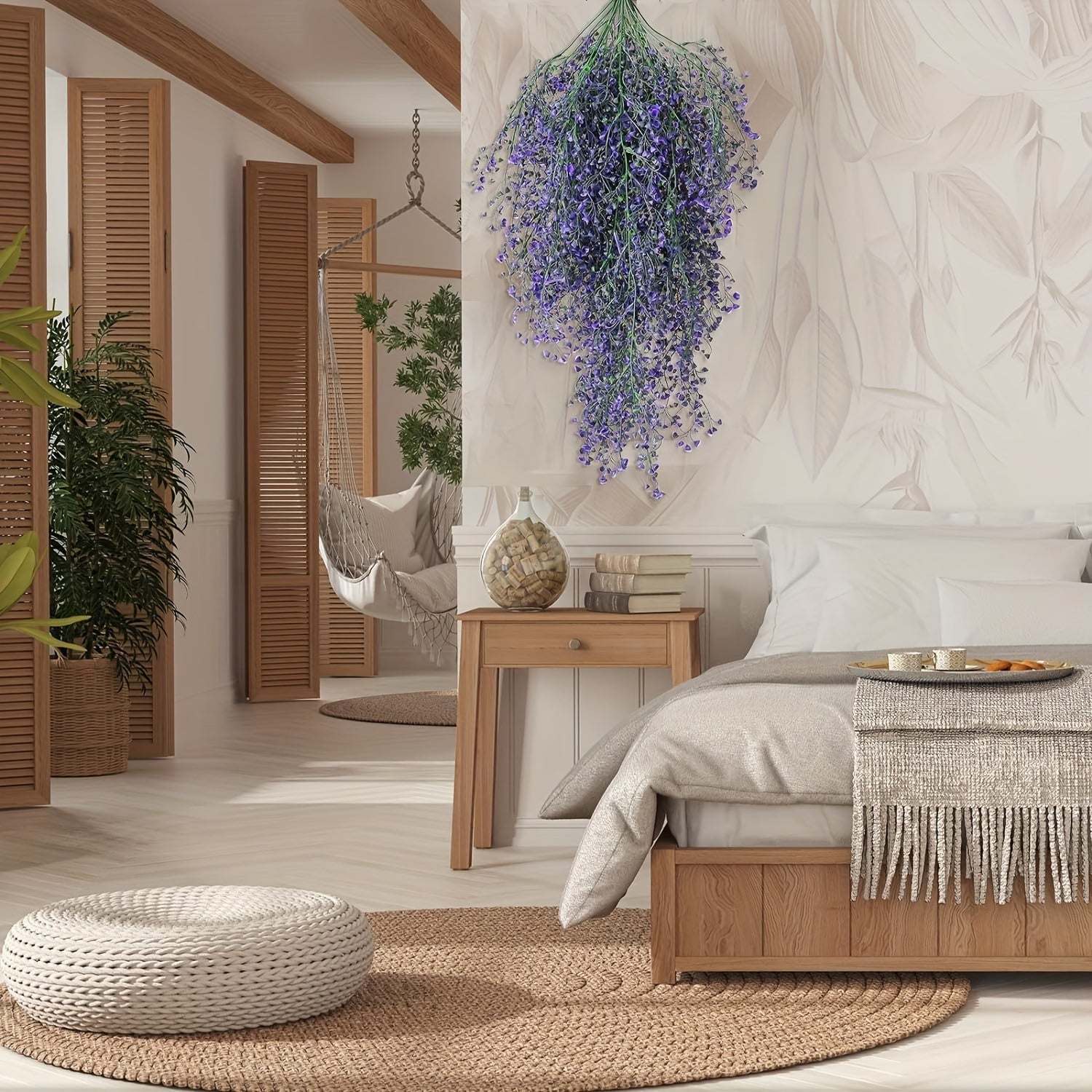 Set of 3 Artificial Fern Vines for Indoor Outdoor Decor UV-Resistant Faux Ivy