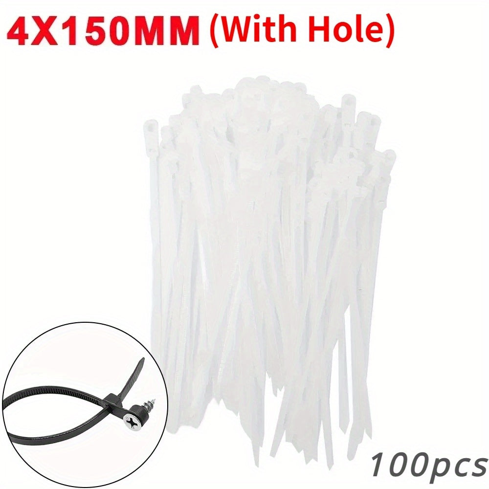 100/200pcs de bridas de nylon con bucle de montaje con tornillo, organizador de cables de envoltura