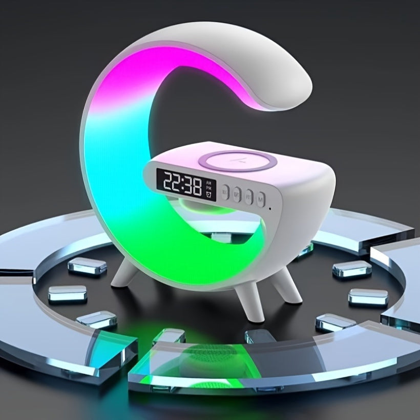 Lámpara de mesa LED inalámbrica con pantalla de hora, alarma y carga inalámbrica para hogar y oficina negro blanco