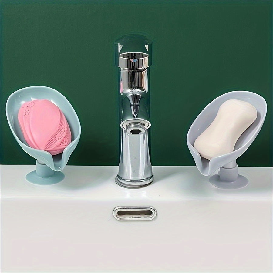 Wall-Mounted Plastic Soap Dispenser with Suction Cup and Drainage, Bathroom Organizer