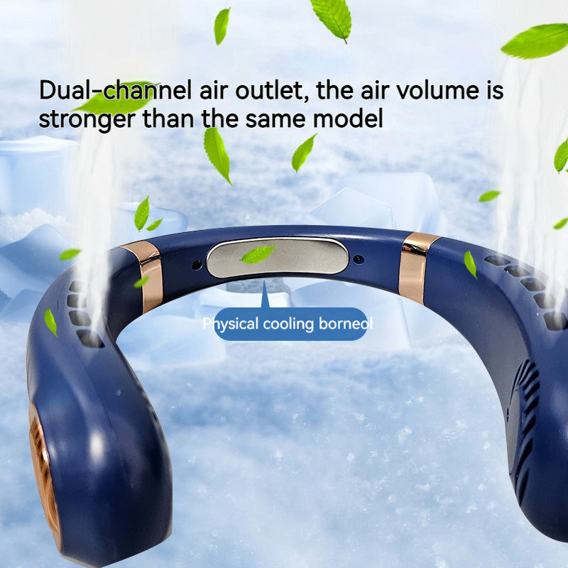 Portable Ice Neck Fan with Turbo Motor Bladeless Design USB Rechargeable