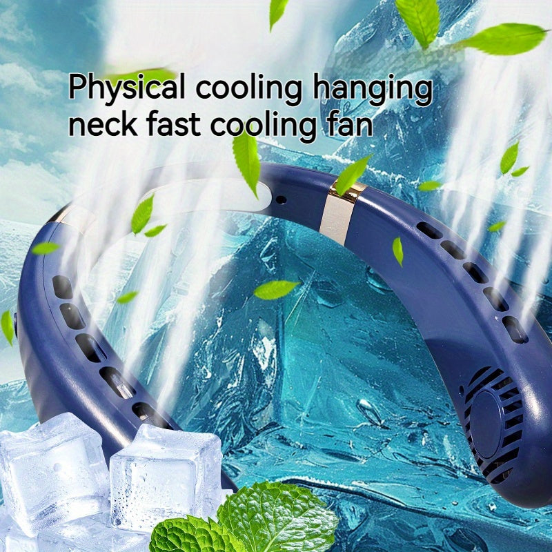Portable Ice Neck Fan with Turbo Motor Bladeless Design USB Rechargeable
