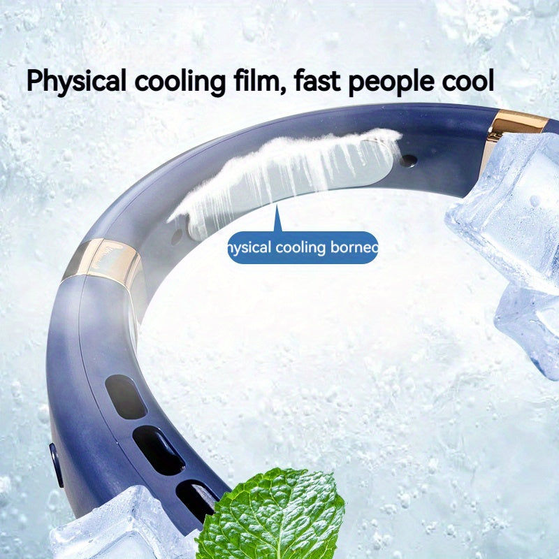 Portable Ice Neck Fan with Turbo Motor Bladeless Design USB Rechargeable