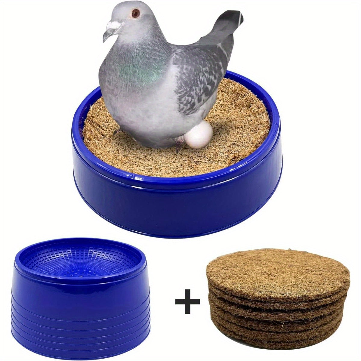 6 Pigeon Nest Bowls with Coconut Palm Mat for Bird Cage Breeding