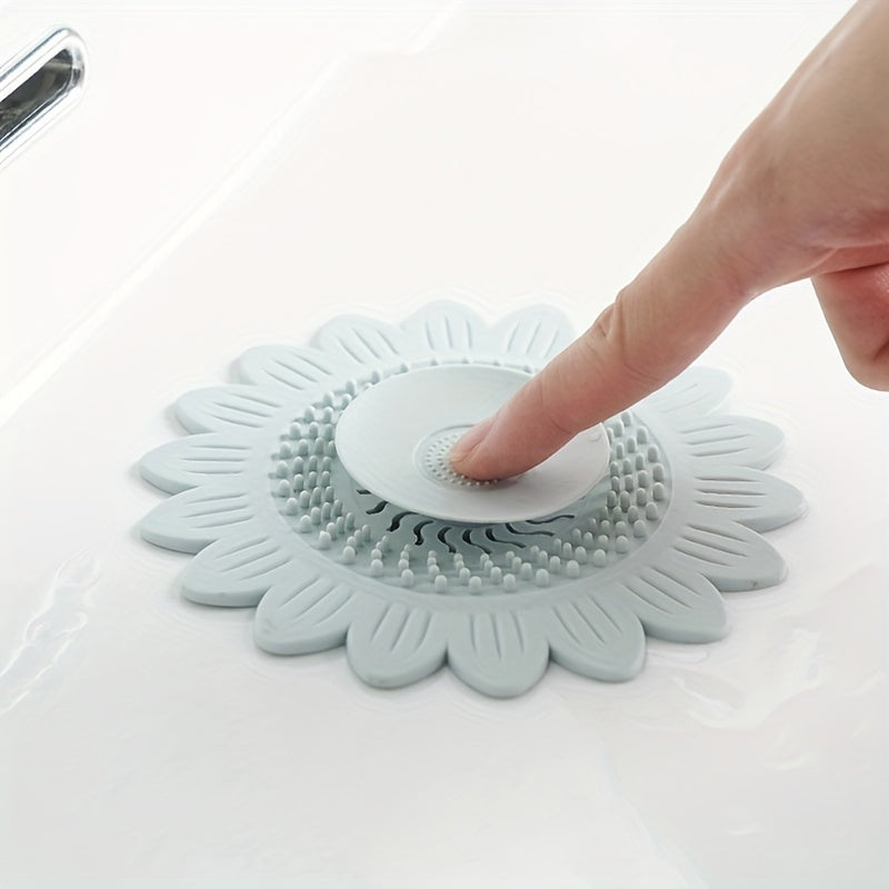 Sunflower Silicone Drain Strainer for Bathroom Sink and Shower Floor 1 Pack