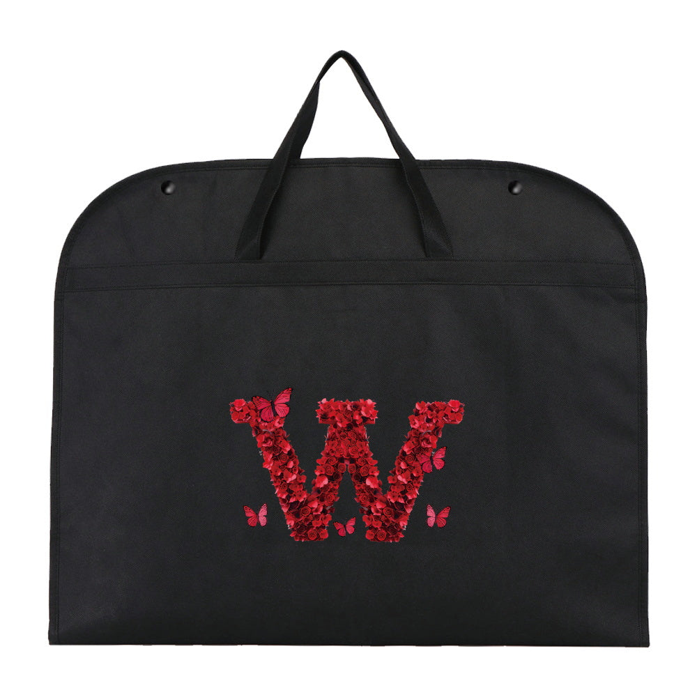 Qora chang qoplami kiyimlar uchun, qizil gul harfi bosma, suv o'tkazmaydigan, osib turadigan shkaf himoyachisi