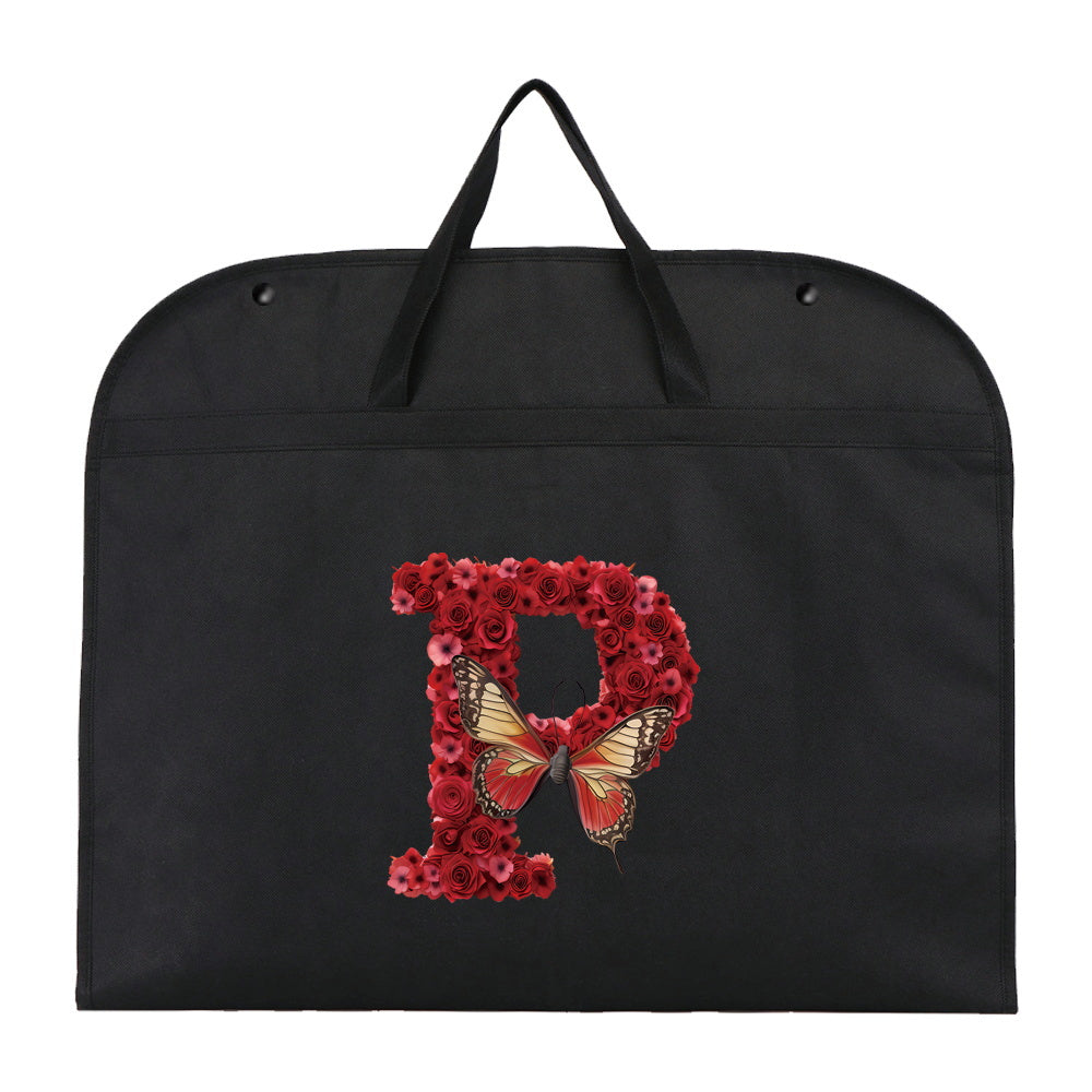 Qora chang qoplami kiyimlar uchun, qizil gul harfi bosma, suv o'tkazmaydigan, osib turadigan shkaf himoyachisi