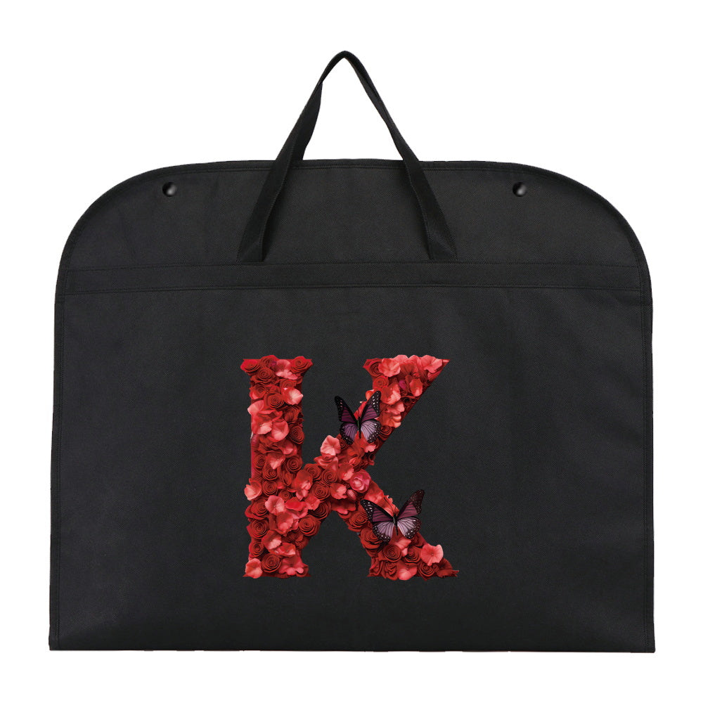 Qora chang qoplami kiyimlar uchun, qizil gul harfi bosma, suv o'tkazmaydigan, osib turadigan shkaf himoyachisi