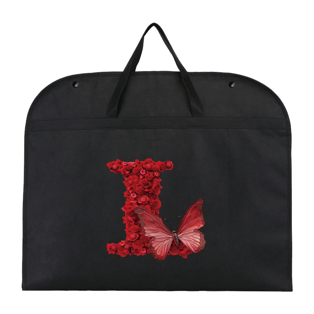 Qora chang qoplami kiyimlar uchun, qizil gul harfi bosma, suv o'tkazmaydigan, osib turadigan shkaf himoyachisi