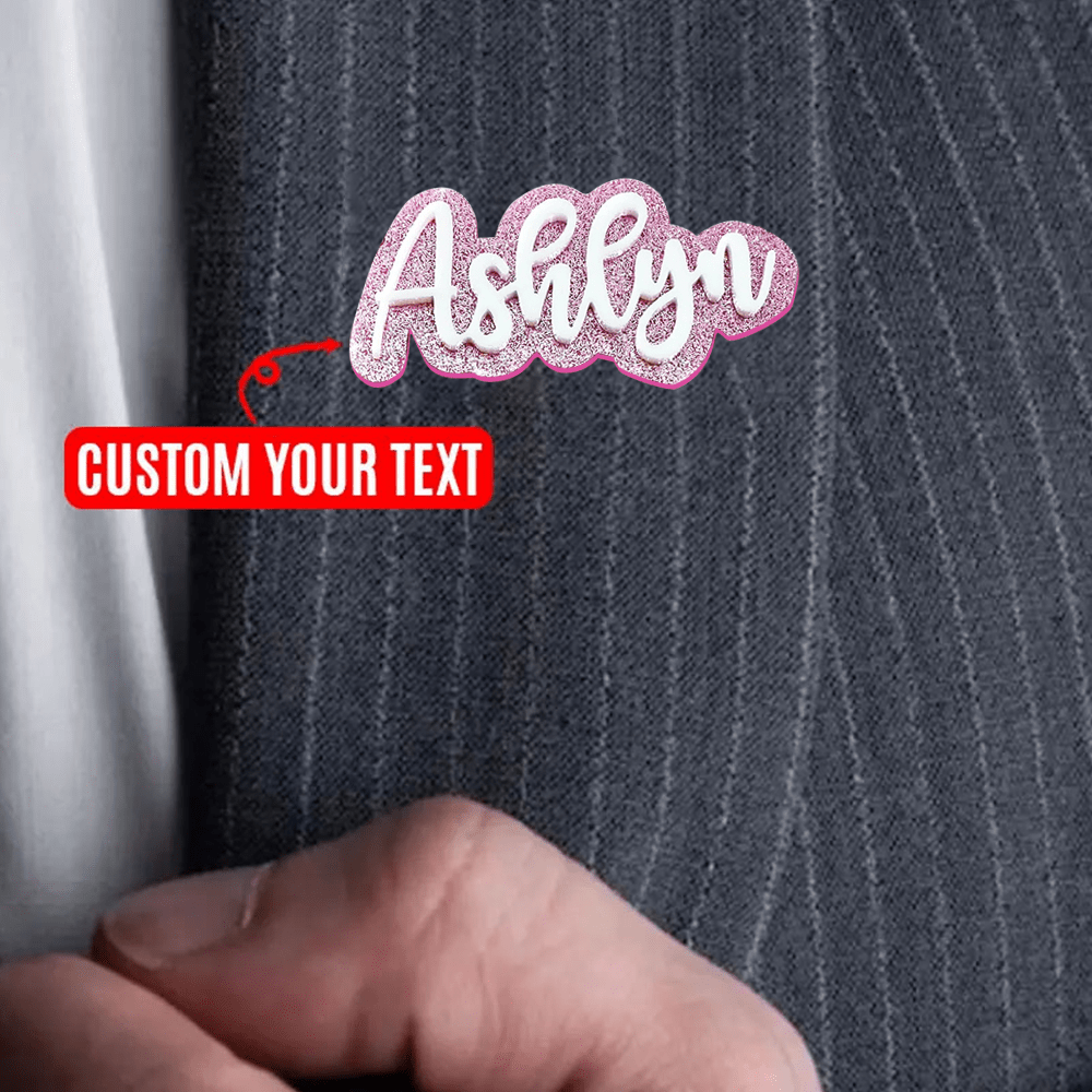 Ayollar uchun shaxsiylashtirilgan akrilik vintage nom badge brooch, kurtka uchun pin, onalik kuni, otalik kuni, sevgililar kuni uchun sovg'a