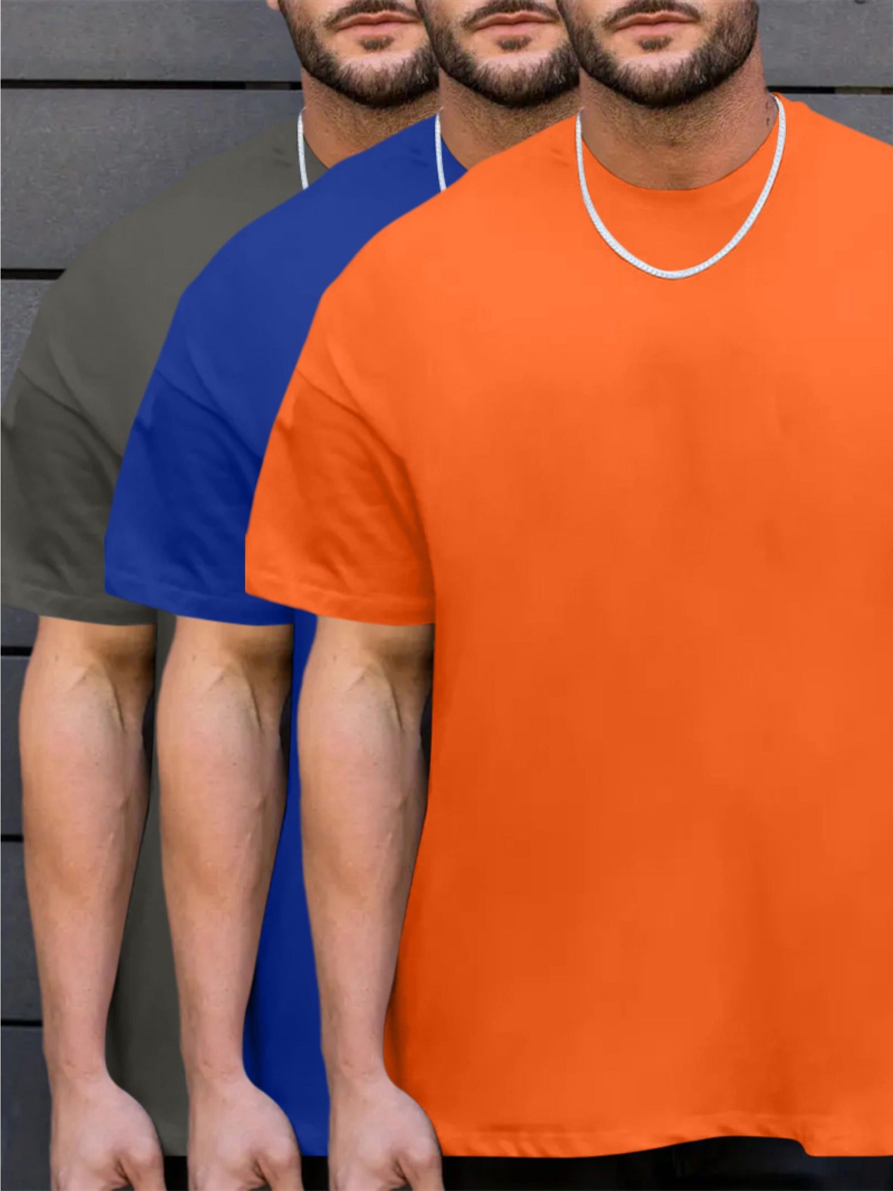 Мужские повседневные футболки с коротким рукавом и круглым вырезом из полиэстера больших размеров, однотонные, для лета