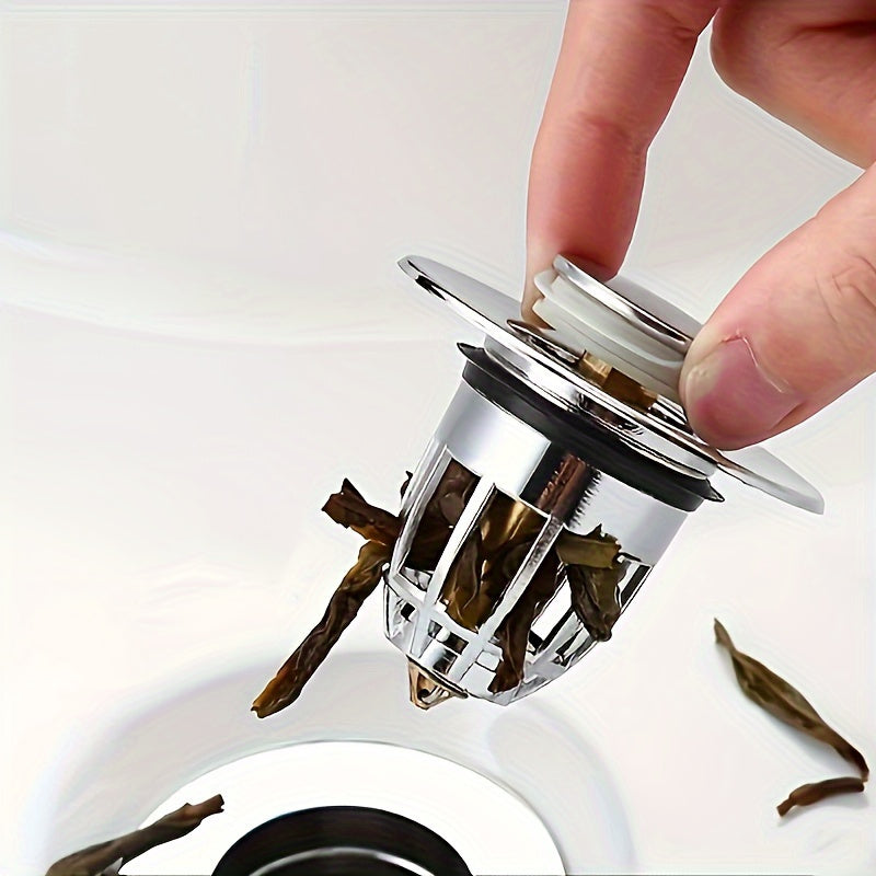 Universal Bathroom Sink Stopper for 2.69cm-4.57cm Basin Drain with Pop-Up Filter and Hair Catcher